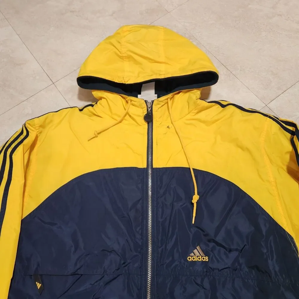 VTG 90s Y2K‎ Adidas Mens L Large 3 Stripes Logo Embroidered Fleece Lined Jacket